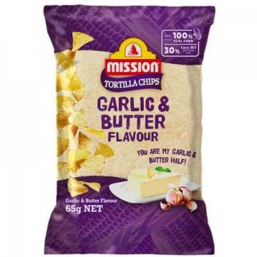 MISSION CHIPS GARLIC  1X65G