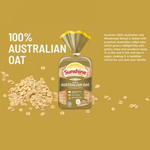 SUNSHINE 100% AUSTRALIAN OAT WHOLEMEAL BREAD 400G