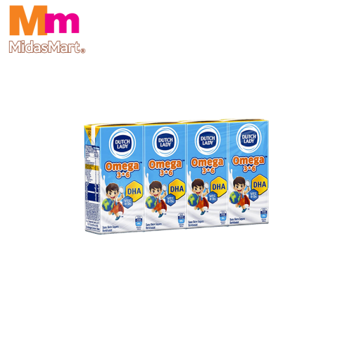 DUTCH LADY UHT OMEGA PLAIN MILK (4 X 180ML)