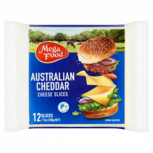 MEGA FOOD AUST CHEDDAR CHEESE SLICE 1X200G