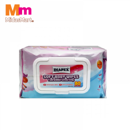 DIAPEX SOFT BABY WIPES 1X2X80'S