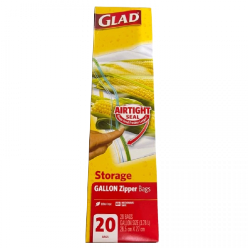 GLAD FOOD STORAGE ZIPPER GALLON 20'S