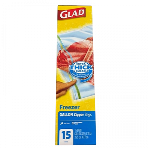 GLAD FREEZER ZIPPER GALLON  BAG 15'S 