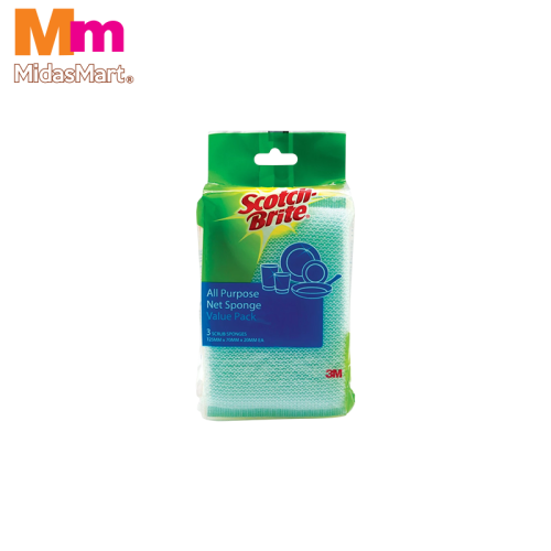 SCOTCH-BRITE GREEN ALL PURPOSE NET SPONGE (3PCS)