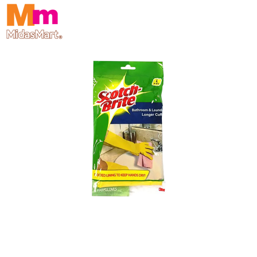 SCOTCH-BRITE BATHROOM GLOVES LONG CUFF - SIZE L