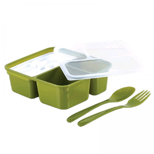 E-1229 1.3LIT BENTO LUNCH BOX  W/SPOON&FORK 