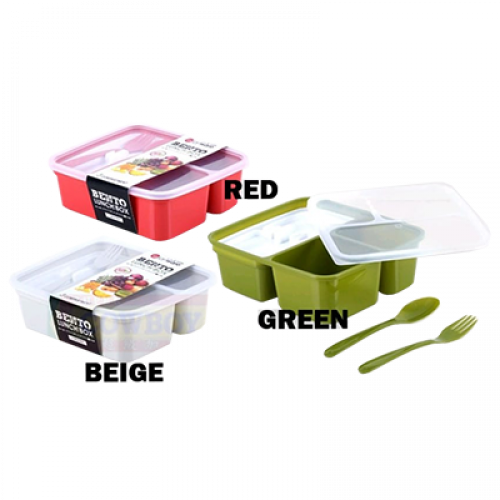 E-1229 1.3LIT BENTO LUNCH BOX  W/SPOON&FORK 