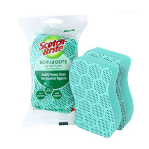 SCOTCH-BRITE SCRUB DOTS HEAVY DUTY SCRUB SPONGE - GREEN (2'S)