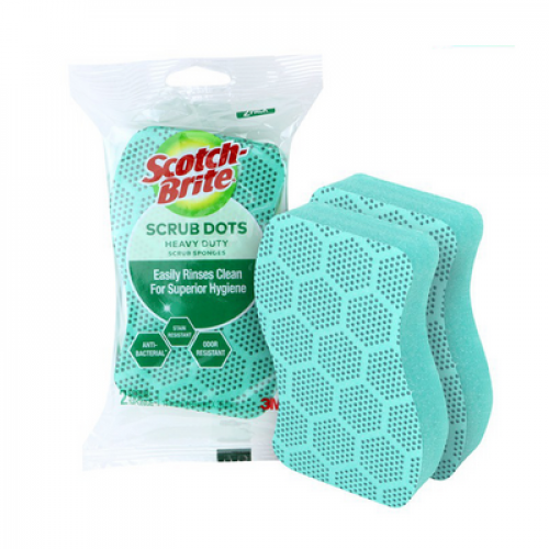 SB6002960 SCRUB DOTS HEAVY DUTY SCRUB SPONGE 2'S