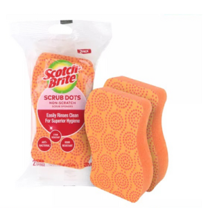 SCOTCH-BRITE SCRUB DOTS HEAVY DUTY SCRUB SPONGE - ORANGE (2'S)
