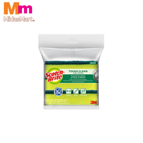SCOTCH-BRITE TOUGH CLEAN ANTIBAC SCRUB SPONGE 21-3 (3'S)