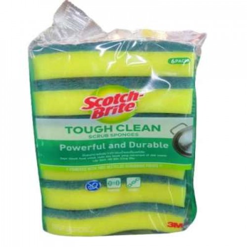 SCOTCH-BRITE TOUGH CLEAN ANTIBAC SCRUB SPONGE 6'S