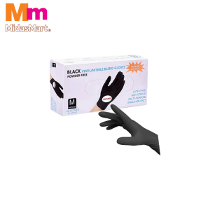 CRYSTALWRAP NITRILE GLOVE NON-POWDER BLACK - SIZE M