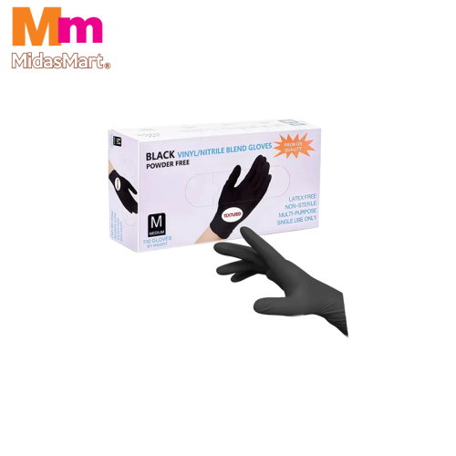 CRYSTALWRAP NITRILE GLOVE NON-POWDER BLACK - SIZE M