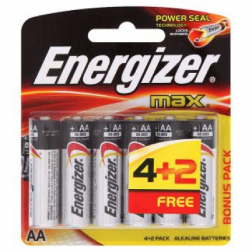 ENERGIZER MAX AA 4PCS+2PCS 1X6'S